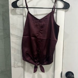 Abercrombie kids maroon satin button down tank top.